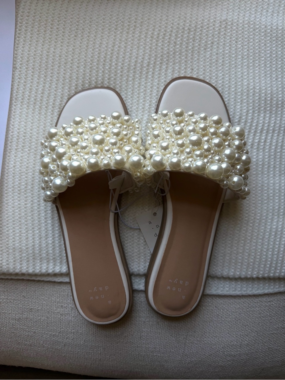 A New Day White pearled sandals
